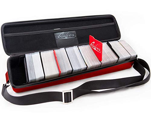 Quiver Time Red Quiver Card Carrying Case - Spielkartenetui Halter für Sammelkarten, MTG Karten Aufbewahrungstasche Deck Box Kartenetui (+Handgelenk & Schultergurt, Trennwände + 100 Apollo) von Quiver Time