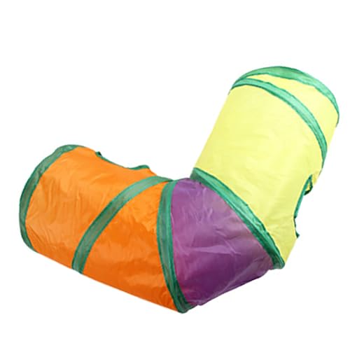 Qukaim 3-Wege-Katzentunnel, 3-Wege-Katzentunnel, interaktives rechtwinkliges Katzenrohrspielzeug für Katzen und Kätzchen, Regenbogenfarben, lustiges Spielzubehör, 90 cm lang von Qukaim