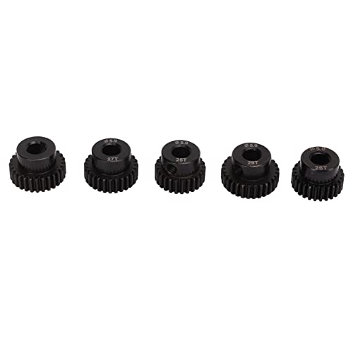 Qukaim 48DP Motorritzel Getriebe 48DP Ritzel Getriebe Set, 5,0 mm Anti 25T 26T 27T 28T 29T Schwarz RC Motor Ritzel Getriebe für 1/10 RC Auto, RC Motor Zubehör von Qukaim