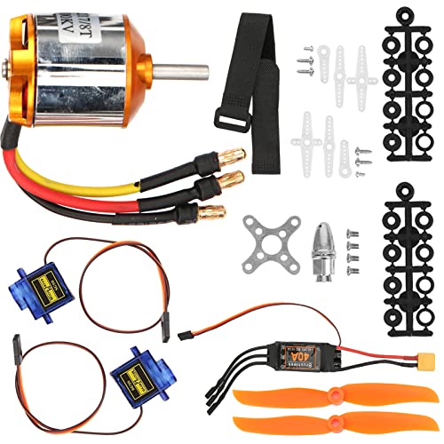 Qukaim 9G Servo 2217 KV1100 Motor, 1060 Prler, 9G Servo, 40A XT60 ESC Kit für ferngesteuerten Hubschrauber, Fixed Wing Set, RC Hubschrauber Zubehör von Qukaim