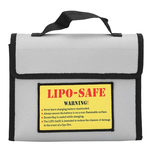 Qukaim Batterietasche Lithium Batterie Anti-Explosion Tasche Doppelschicht Feuerbeutel Flammhemmende Batterietasche für Lipo Batterien, Silber von Qukaim