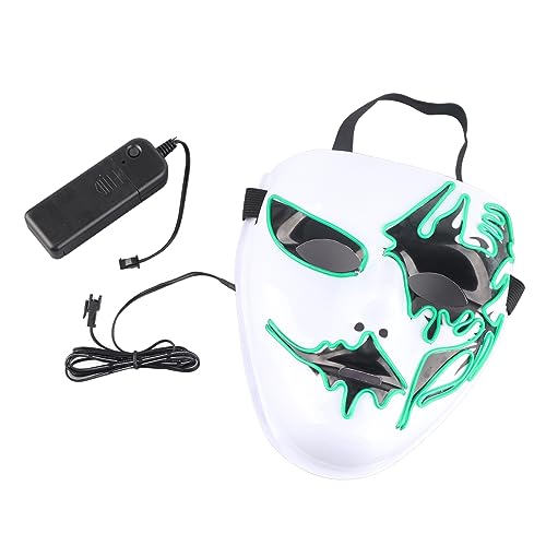 Qukaim Cosplay Maske Maskerade Leuchtende Maske, Gruselige Leuchtende Kaltlicht Kunststoffmaske für Halloween Party, Weiße Cosplay Maske mit Dunkelgrünes Licht Konzentration Training Ballspiel für von Qukaim