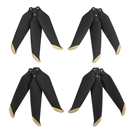 Qukaim Drone Accessories 3 Blade Drone Prler Replacement, 4 Stück, Low Noise Accessories for Air 2, Black with Gold Edge von Qukaim