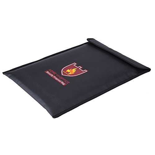 Qukaim Feuerfeste Tasche Doppelseitige Feuerfeste Tasche, Feuerwasserfeste Tasche für LiPo-Akku, Dokumente, Geld, 25 x 20 cm, Sichere Aufbewahrung, Sicherheit von Qukaim