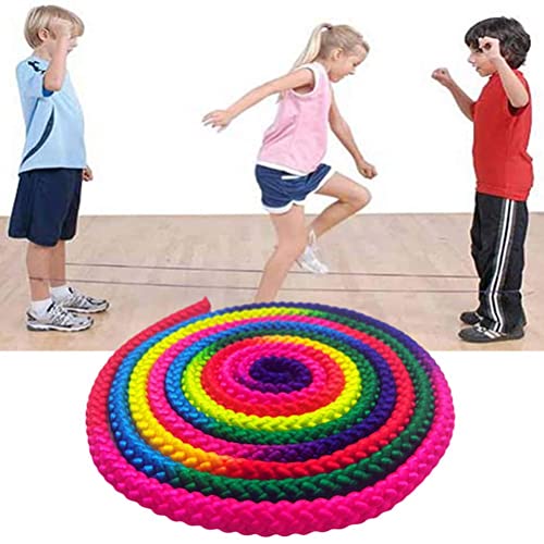 Qukaim Gymnastikseil, 3 m, Regenbogen-Gymnastikseil, bunt, rhythmisches Sport-Training, Wettkampfseil, Outdoor-Springseil für Kinder und Erwachsene, ideal zum Basteln, Flechten von Qukaim