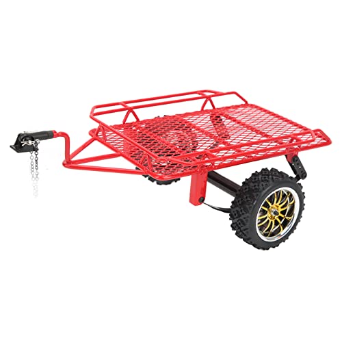 Qukaim MetalRC Bucket Trailer RC Kleiner Anhänger, Metall RC Eimer Anhänger mit Eisen und Gummi, Einfache Installation, Dekorativ und Praktisch, Ausreichend Stauraum, Rot von Qukaim