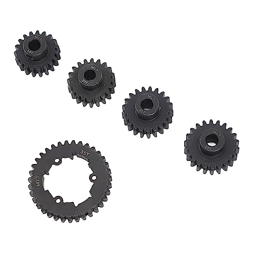 Qukaim Motor Getriebe Set M1.5 Stirnritzel Set, Stahl 35T Stirnrad mit 19T, 20T, 21T, 22T Ritzel Getriebe für Traxxas 1/5 6S, 8S Ferngesteuertes Fahrzeug, Schwarz, RC Teile von Qukaim