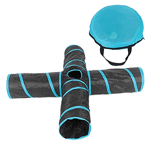 Qukaim Pet Play Tunnel Pet Play Tunnel, 4-Wege-Katzenrohr mit Aufbewahrungstasche, Innen- und Außenbereich, geeignet für Katzen, Hunde, Kaninchen von Qukaim