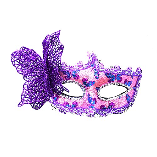 Qukaim Princ Masquerade Half Face Maskerade Mask Purple Bowknot Princess Eye Mask for Halloween Party Cosplay and Themed Events von Qukaim