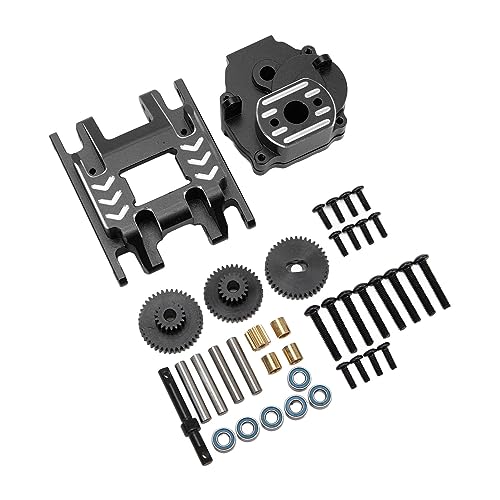 Qukaim RC Car Upgrade Parts RC Getriebemontage, Aluminiumlegierung Getriebegehäuse und Basis Set für Traxxas 1/18 RC Car Upgrade Teile, Schwarz von Qukaim