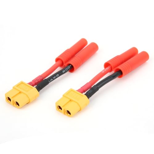 Qukaim RC Connector Ladekabel XT60 Stecker auf 4.0 Ummantelter Balance Connector Ladekabel für RC Hubschrauber Lithium Polymer Akku, Schwarz Rot, 30cm lang, RC Zubehör von Qukaim