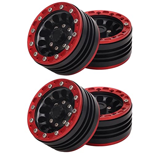 Qukaim RC Felgen 4,8 cm RC Felgen, 4 Stück Legierung CNC gefräste Beadlock Radnabe für 1/10 Track Axial SCX10 90046 AXI 03007 MST RC Zubehör von Qukaim