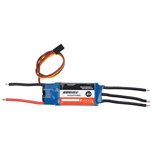 Qukaim RC Flugzeugzubehör 60A ESC Geschwindigkeitsregler 2-6S 5-18NC BEC 5.5V/5A Brushless ESC für RC Flugzeuge und Hubschrauber Flugzeugzubehör von Qukaim