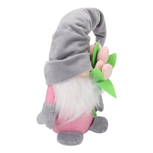 Qukaim Spring ers Gnomes Doll Plush Mother's Day Gnome Decoration Doll with Spring Tulip ers, Handmade Grey Stuffed Gnome Doll von Qukaim