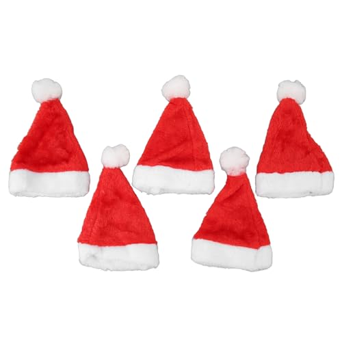 Qukaim Weihnachtsmütze für Haustiere, 5 Stück, rotes Plüsch, elastisches Band, für Hunde und Katzen, Weihnachtsmannmütze für Urlaub, Party, Kostüme, niedliches Design für Haustiere von Qukaim