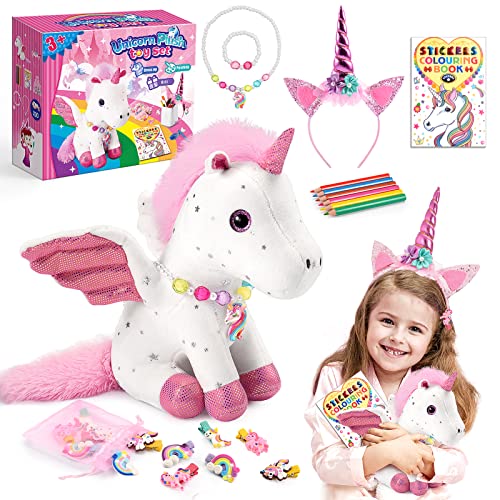 Qukir Einhorn Geschenke für Mädchen,Einhorn Kuscheltier Geschenk Mädchen 3-12 Jahre Spielzeug ab 3-8 Jahren Mädchen Geschenke 3-8 Jahre Bastelset Kinder Spielzeug 1-12 Jahre Geschenk 3-9 jahre Mädchen von Qukir