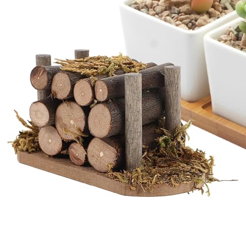 Qumiuu Kleines Holzkamin-Stapelmodell, Miniatur-Puppenhausmöbel | 1:12 Fairy Garden Logs Figuren | Küchen-Miniatur-Zubehör, Miniatur-Feengarten-Zubehör für Puppenhaus von Qumiuu