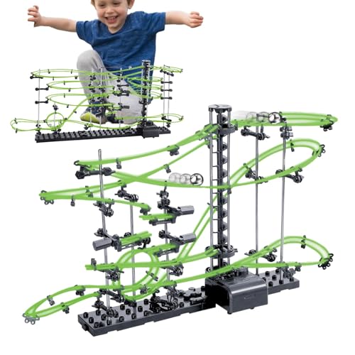 Qumiuu Marble Coaster Run mit Motorset, Marble Maze Track & Race Game | Batteriebetriebenes Marmorlabyrinth-Spiel - Race Game Science Marmor-Achterbahn-Set für Kinder ab 14 Jahren von Qumiuu