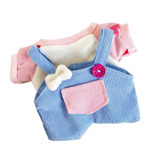 Qumiuu Overalls und Oberteile für Puppen, 20 cm Puppenkleidung | Cartoon-Overalls und Oberteile für 20 cm große Puppen | Gefüllte Puppenkostüme für Frauen und Mädchen, Rollenspielspielzeug für von Qumiuu