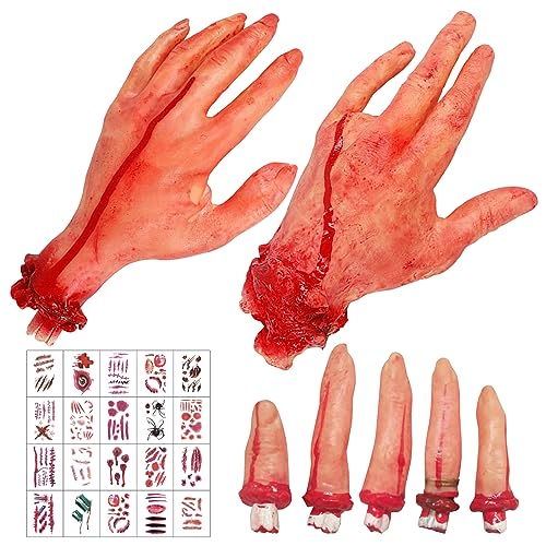 Abgetrennte Finger, Halloween Blut Requisiten Gefälschte, Abgetrennte Hand Gebrochene Körperteile, Daumen Finger Simuliert Kunststoff Halloween Dekorationen, Spukhaus Zombie Party Dekoration von Qunkun