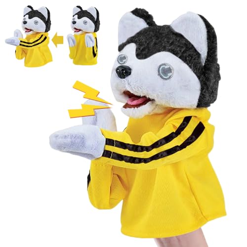 Husky-Handschuhpuppe, Kung Fu Tierspielzeug, Handpuppenspielzeug, Husky Handpuppen Spielzeug, Hund Interaktiv Plüsch-Welpenspielzeug, Kinderspielspielzeug, Handpuppen mit Geräuschen Und Box-Action von Qunkun