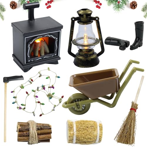 Puppenhaus Kamin, Wichtel Zubehör Set Mini Lagerfeuer, Puppenhaus Zubehör Weihnachtswichtel Zubehör, Wichtelzubehör Led Kamin Wichtel Zubehör Weihnachten, Warme, Gemütliche Atmosphäre von Qunkun