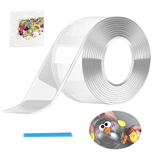 Nano Tape Bubbles Set, Bubble Tape, Bubble Tape DIY, Blowing Bubble Tape, Nano Tape Bubbles mit Pailletten, Bubble DIY Craft Kit mit Strohhalme und Glitzer für Mädchen Jungen von Qunkun