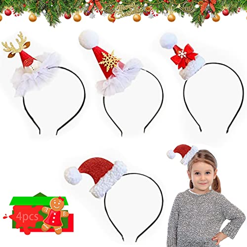 Qunkun 4Pcs Weihnachts Kopfschmuck, Weihnachten Haarschmuck, Weihnachten Stirnbänder Weihnachtsbaum, Rentier Geweih Haarreif für Kinder ErwachseneWeihnachts Kopfschmuck,Kopfschmuck für Kinder (4) von Qunkun