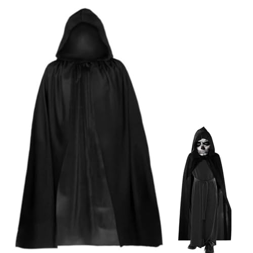 Qunkun Halloween Kostüm Vampir, Schwarz Vampir Kostüm, Umhang mit Kapuze, Umhang Kapuzenumhang, Vampir Kostüme Set, Hexenumhang Cosplay Kostüm mit 20 Halloween Temporäre Tattoo für Karneval Fasching Qunkun Halloween Kostüm Vampir, Schwarz Vampir Kostüm, Umhang mit Kapuze, Umhang Kapuzenumhang, Vampir Kostüme Set, Hexenumhang Cosplay Kostüm mit 20 Halloween Temporäre Tattoo für Karneval Fasching von Qunkun