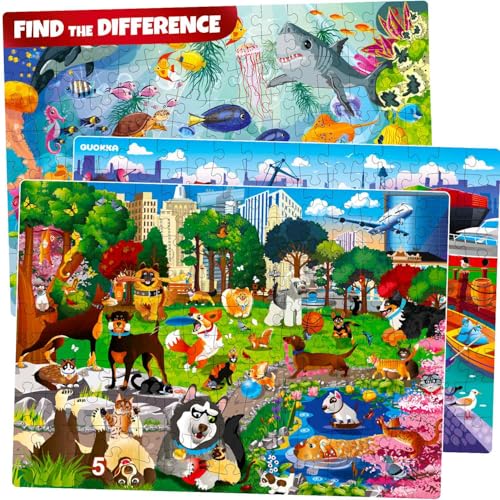 Quokka Floor Puzzles for Kids Ages 8-10 – 3X150 Piece Puzzles for Kids Ages 4-6 – Search & Find Ocean Animal Kid Activities Included for 5-8 Year Old – Toddler Learning Toy Game Gift for Boys & Girls von Quokka