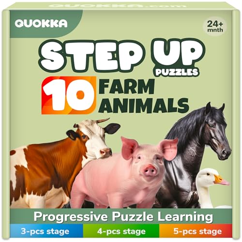 Puzzles Set UP Animal 3-5 by QUOKKA - 40 Pieces Puzzles for Kids Ages 3-5 - Animals Learning Jigsaw Puzzles for Kids 3-5 Years Old - Educational Toys for Boy and Girl Animals Farm von Quokka