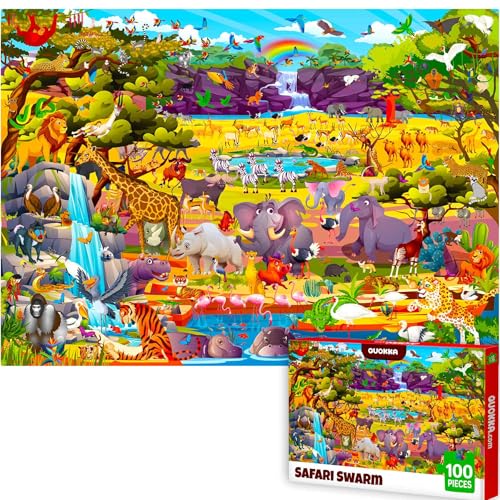 QUOKKA Puzzle 100 Teile für Kinder ab 6 7 8 Jahren - Safari Tiere Lernspiel für Jungen und Mädchen - Detailreiches Busyland Spiel für Kinder ab 8 9 10 Jahren - Pädagogisches Spielzeug Geschenk QUOKKA Puzzle 100 Teile für Kinder ab 6 7 8 Jahren - Safari Tiere Lernspiel für Jungen und Mädchen - Detailreiches Busyland Spiel für Kinder ab 8 9 10 Jahren - Pädagogisches Spielzeug Geschenk von QUOKKA