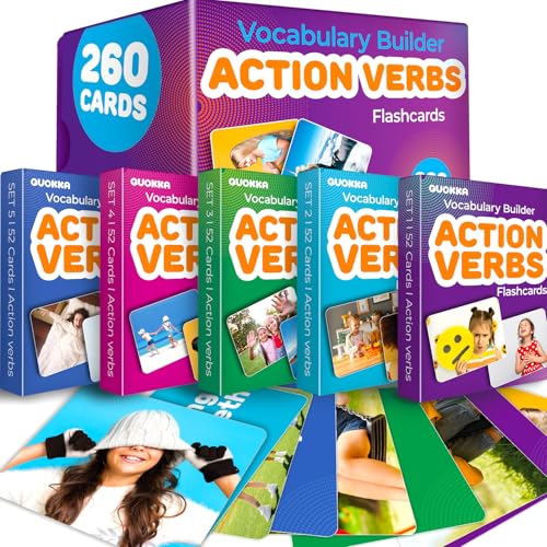 QUOKKA 260 Action Verbs Flash Cards for Speech Therapy Materials ESL Teaching – Educational Vocabulary Builder with Realistic Images for Kids Adults – Picture Cards for Speech and Cognitive Learning von Quokka