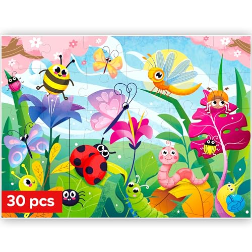 QUOKKA Puzzle 3 Jahre - Solo Puzzle 30 Teile ab 4 5 6 Jahren - Lernpuzzle Insekten für Kinder - Spiele Geschenk für Jungen und Mädchen von Quokka