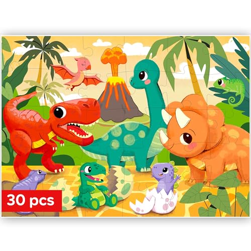 QUOKKA Puzzle 30 Teile Kinder - Solo Puzzle ab 3 4 Jahre Für Mädchen und Jungen - Spielzeug zum Lernen von Dinosaurier - Spiele Geschenk für Mädchen und Jungen 5 6 7 von Quokka