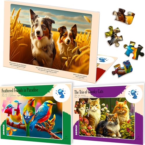 QUOKKA 35 Teile Puzzles für Erwachsene - 3 Set Demenz Puzzles für ältere Menschen - Großes Stück Aktivitäten Produkte für Senioren - Alzheimer Puzzle Spiele für Erwachsene - Hunde im Feld von Quokka