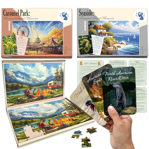 QUOKKA Puzzle Für Senioren - 3x60 Teile Groß Puzzle Demenz Beschäftigung - Spiele Für Demenzkranke Erinnerungen - 9 Karten mit Fakten | 1 große Karte zur Diskussion - Geschenke für Demenzkranke von Quokka