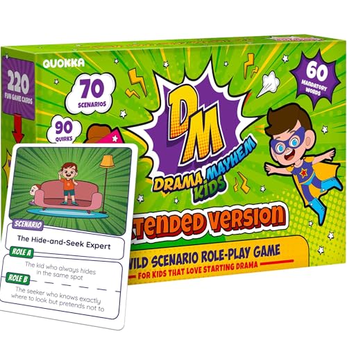 Quokka Charades Game for Kids – Acting & Improv Game with 60 Scenario & Quirk Cards – Fun Act It Out Theater Games Night | Drama Mayhem Extended Pack Quokka Charades Game for Kids – Acting & Improv Game with 60 Scenario & Quirk Cards – Fun Act It Out Theater Games Night | Drama Mayhem Extended Pack von QUOKKA