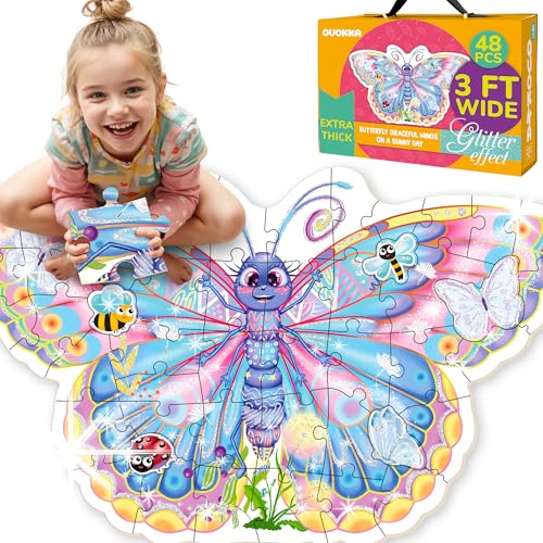 QUOKKA Giant Shaped Puzzles for Kids Ages 4-6 - Butterfly - 2x3 Feet 48 Piece Puzzles for Toddlers 3-5 - Large Floor Educational Kids Puzzles Ages 2-4 von Quokka