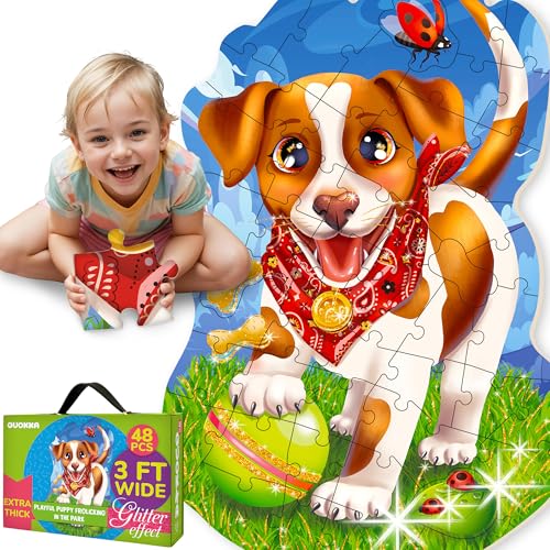 QUOKKA Giant Shaped Puzzles for Kids Ages 4-6 - Puppy - 2x3 Feet 48 Piece Puzzles for Toddlers 3-5 - Large Floor Educational Kids Puzzles Ages 2-4 von Quokka