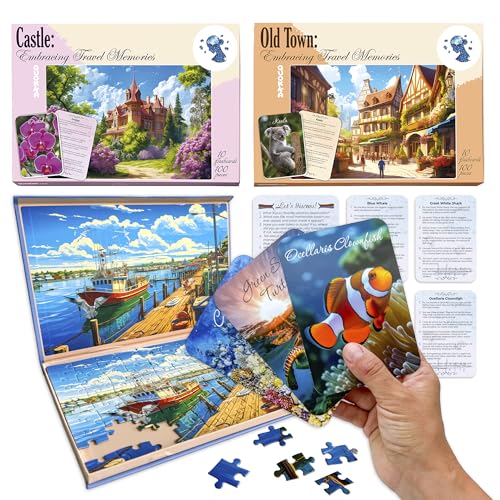 QUOKKA Puzzle 100 Teile Für Senioren - Spiele Für Demenzkranke Menschen - Puzzle Große Teile Senioren - 3 Alzheimer Puzzlespiele für Erwachsene Erinnerungen an Reisen - Geschenke für Demenzkranke von Quokka