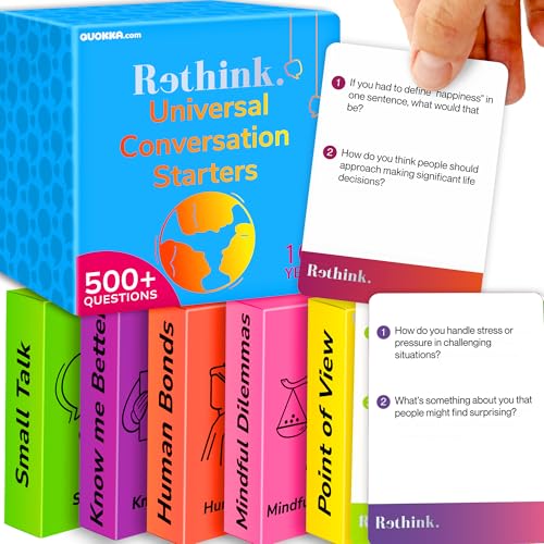 QUOKKA Rethink!: Conversation Starters Universal - 250 Gesprächskarten Freunde Pack - 5 Fragenkategorien - Do You Really Know Your Friends Spiel von Quokka