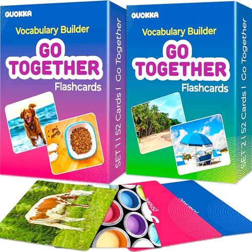 QUOKKA Set of 2 Learning Flash Cards 2x52 - Go Together - Vocabulary Builder - Words&Sentences von Quokka