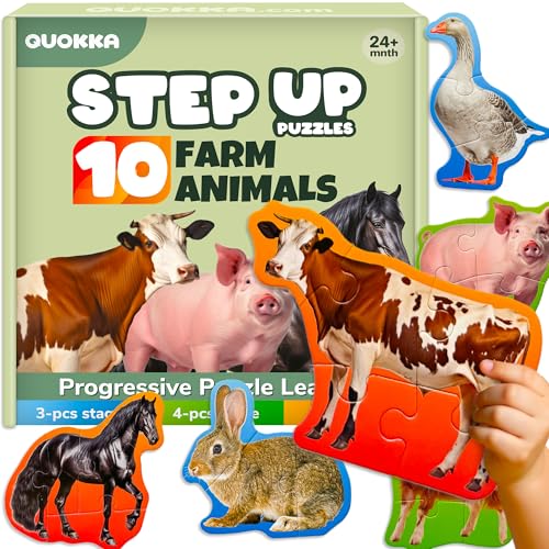 QUOKKA Spielzeug Puzzle ab 2 3 Jahre - Bauernhof Spiele ab 3-5 Jahre - 8 Realistische Tierformen - 40 Große Teile Geschenk Für Junge und Mädchen QUOKKA Spielzeug Puzzle ab 2 3 Jahre - Bauernhof Spiele ab 3-5 Jahre - 8 Realistische Tierformen - 40 Große Teile Geschenk Für Junge und Mädchen von QUOKKA