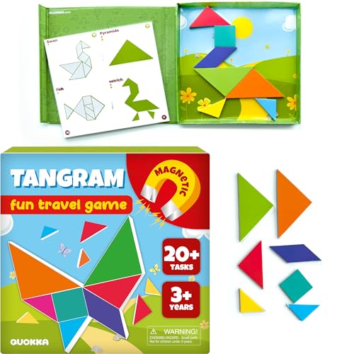 Quokka Magnetic Tangram Kinder - Reise Spiele ab 3 4 6 Jahren - Autospiele für Kinder ab 5 Jahre - 7 geometrische Formen - 3 Schwierigkeitsstufen - Lustige Aktivitäten im Auto von Quokka