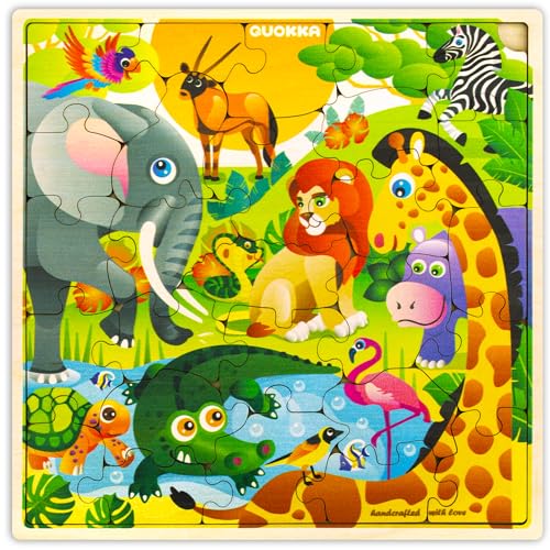 QUOKKA Wooden Africa Puzzles for Kids Ages 3-5 – 28 Pieces Toddlers Kids Puzzles Ages 4-8 Year Olds – Wood Africa Toys for Children 6-8 yo von Quokka