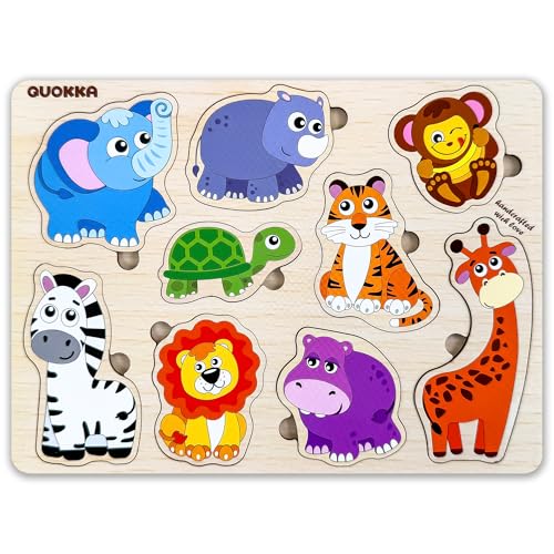 QUOKKA Spielzeug Puzzle ab 1 2 3 Jahre - 25x19 cm Montessori Holz Steckpuzzle für Kinder ab 3 4 - Lernspielzeug mit Wilde Tiere für Mädchen und Jungen - Geschenke zu Weihnachten QUOKKA Spielzeug Puzzle ab 1 2 3 Jahre - 25x19 cm Montessori Holz Steckpuzzle für Kinder ab 3 4 - Lernspielzeug mit Wilde Tiere für Mädchen und Jungen - Geschenke zu Weihnachten von QUOKKA