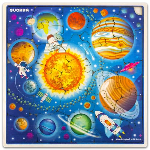 QUOKKA Wooden Space Puzzles for Kids Ages 3-5 – 28 Pieces Toddlers Kids Puzzles Ages 4-8 Year Olds – Wood Space Toys for Children Games for Boys and Girls 6-8 yo von Quokka