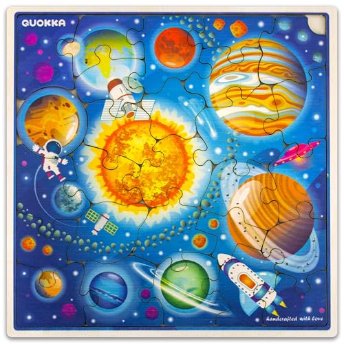 QUOKKA Wooden Space Puzzles for Kids Ages 3-5 – 28 Pieces Toddlers Kids Puzzles Ages 4-8 Year Olds – Wood Space Toys for Children Games for Boys and Girls 6-8 yo von Quokka