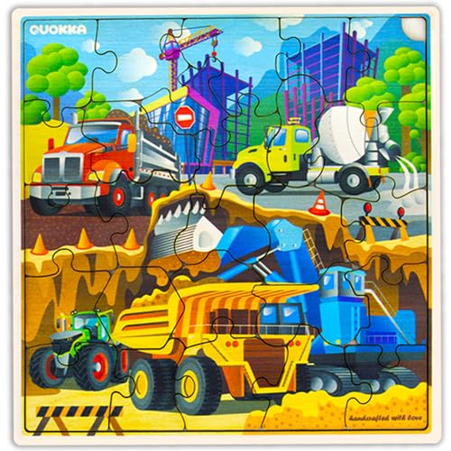 QUOKKA Wooden Transport Puzzles for Kids Ages 3-5 – 28 Pieces Toddlers Kids Puzzles Ages 4-8 Year Olds – Wood Transport Toys for Children Games for Boys and Girls 6-8 yo von Quokka